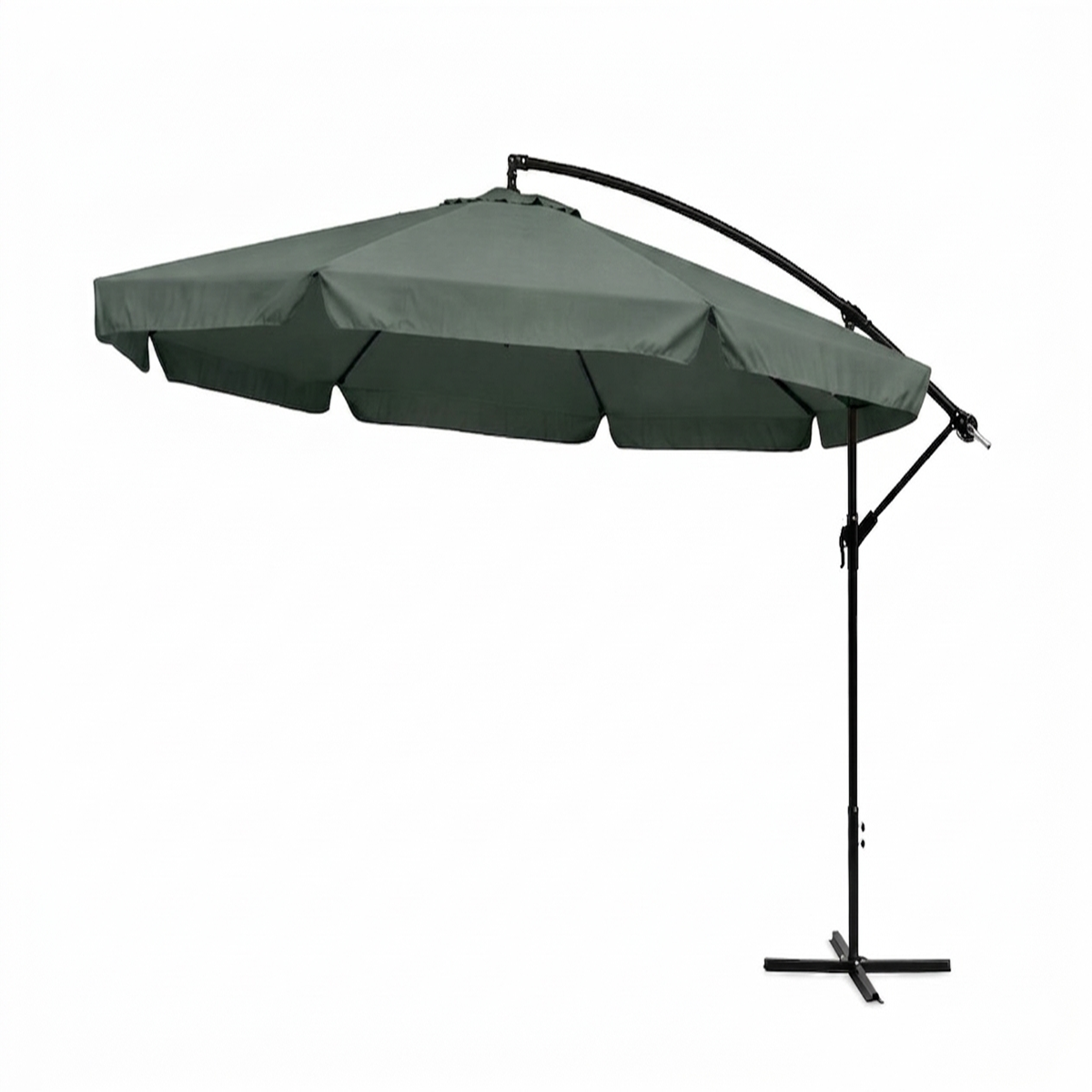 Umbrela terasa aluminiu 350 cm, reglabila, rotire 360°, manivela, verde