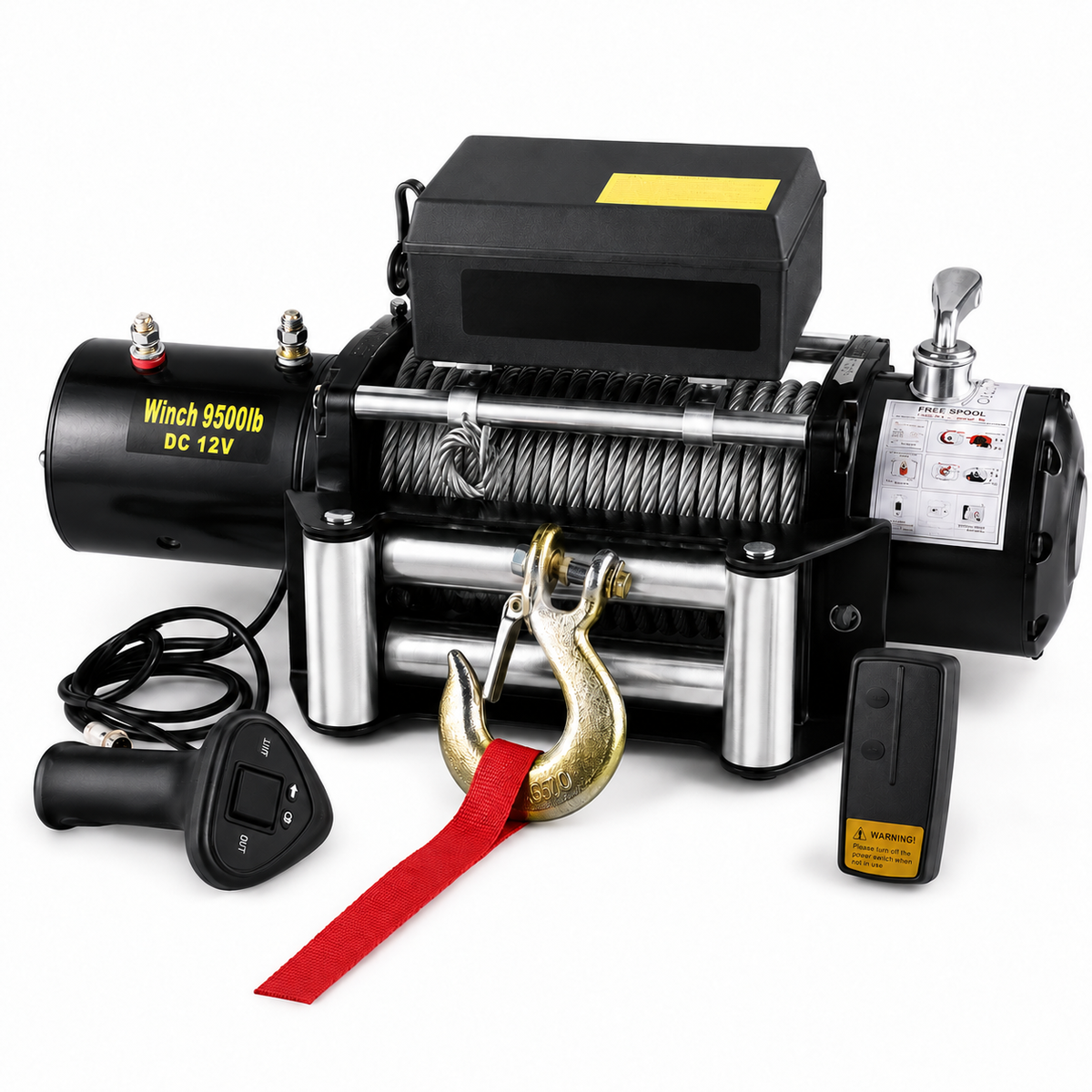Troliu Auto Electric 12V, 5500 kg, 3500W, cu Telecomanda Wireless