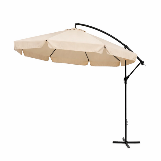 Umbrela terasa aluminiu 350 cm, reglabila, rotire 360°, manivela, bej