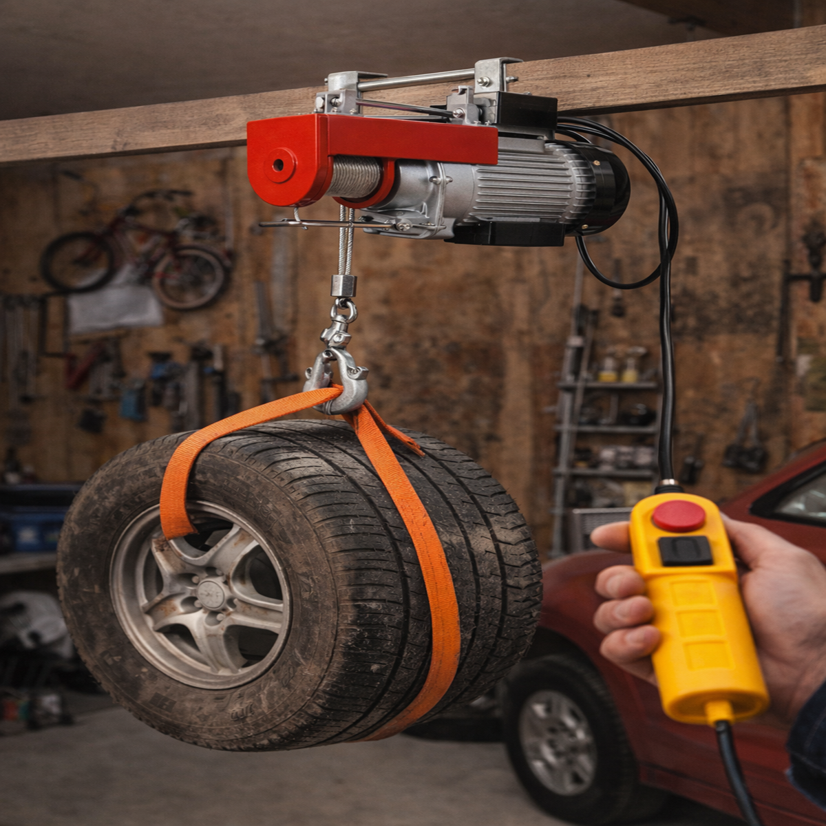 Palan Electric Haina 400kg/800kg, 3000W, Cablu 12m, cu Telecomanda