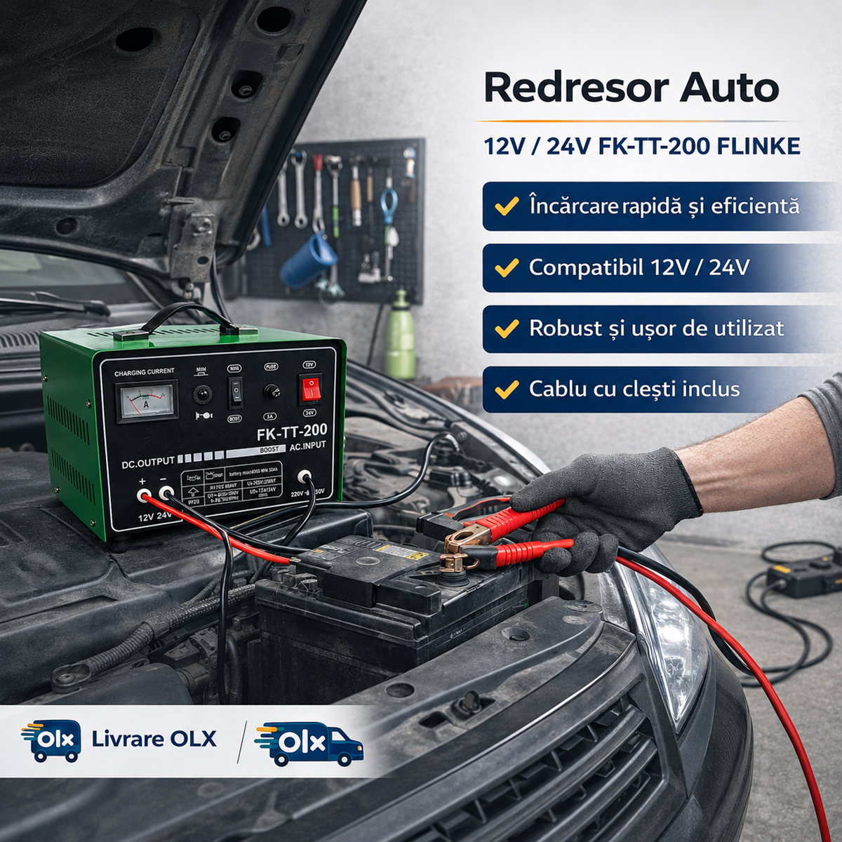 Redresor Auto Flinke BOOST, 12V/24V, Profesional, Pornire Asistata