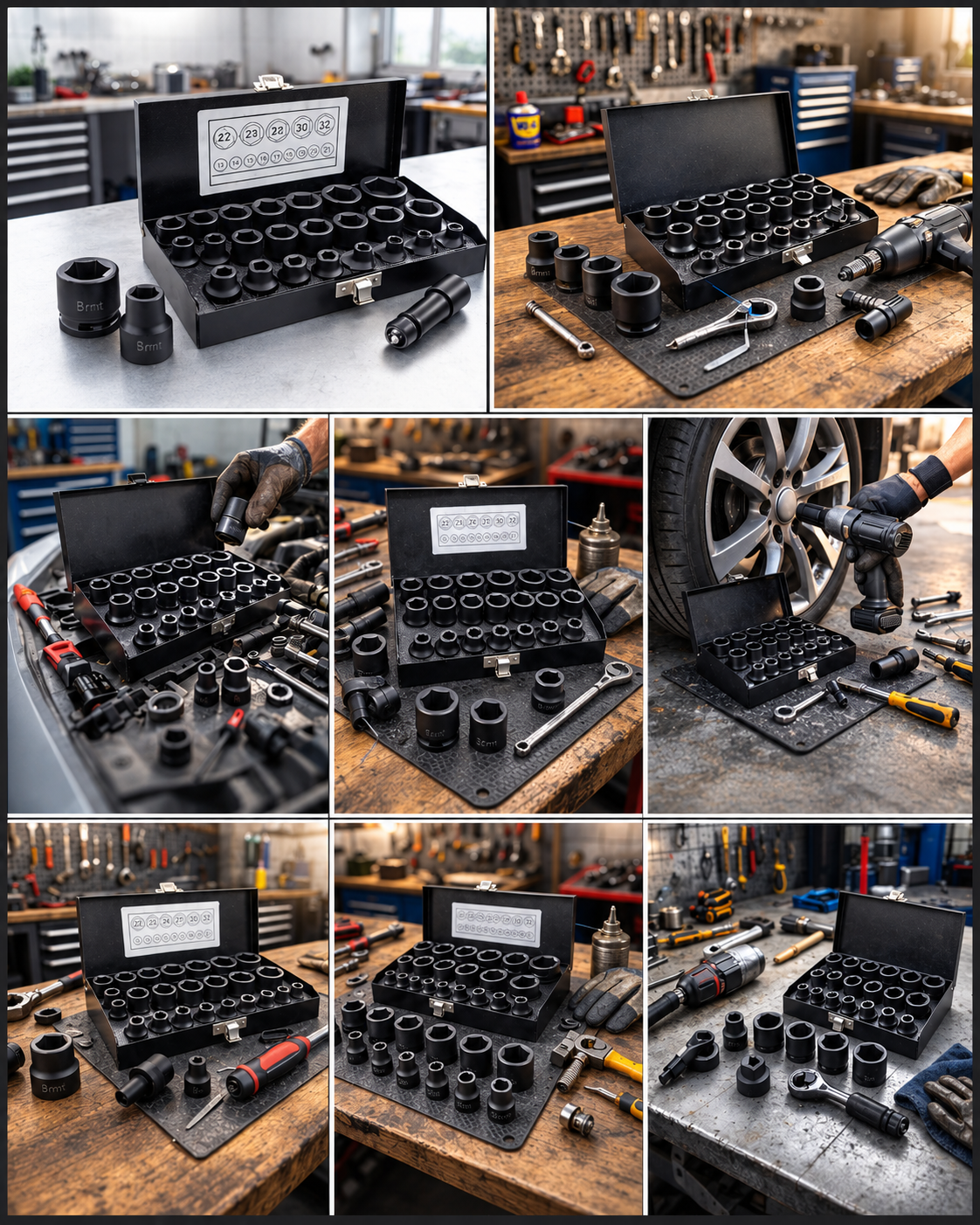 Set tubulare impact scurte, 1/2, 20 piese, otel forjat, hexagonale