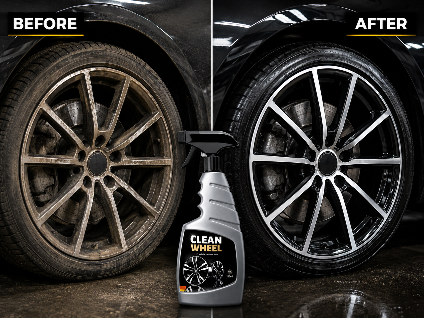 Solutie Curatare Jante RIK Premium Clean Wheel 750ml cu Pulverizator