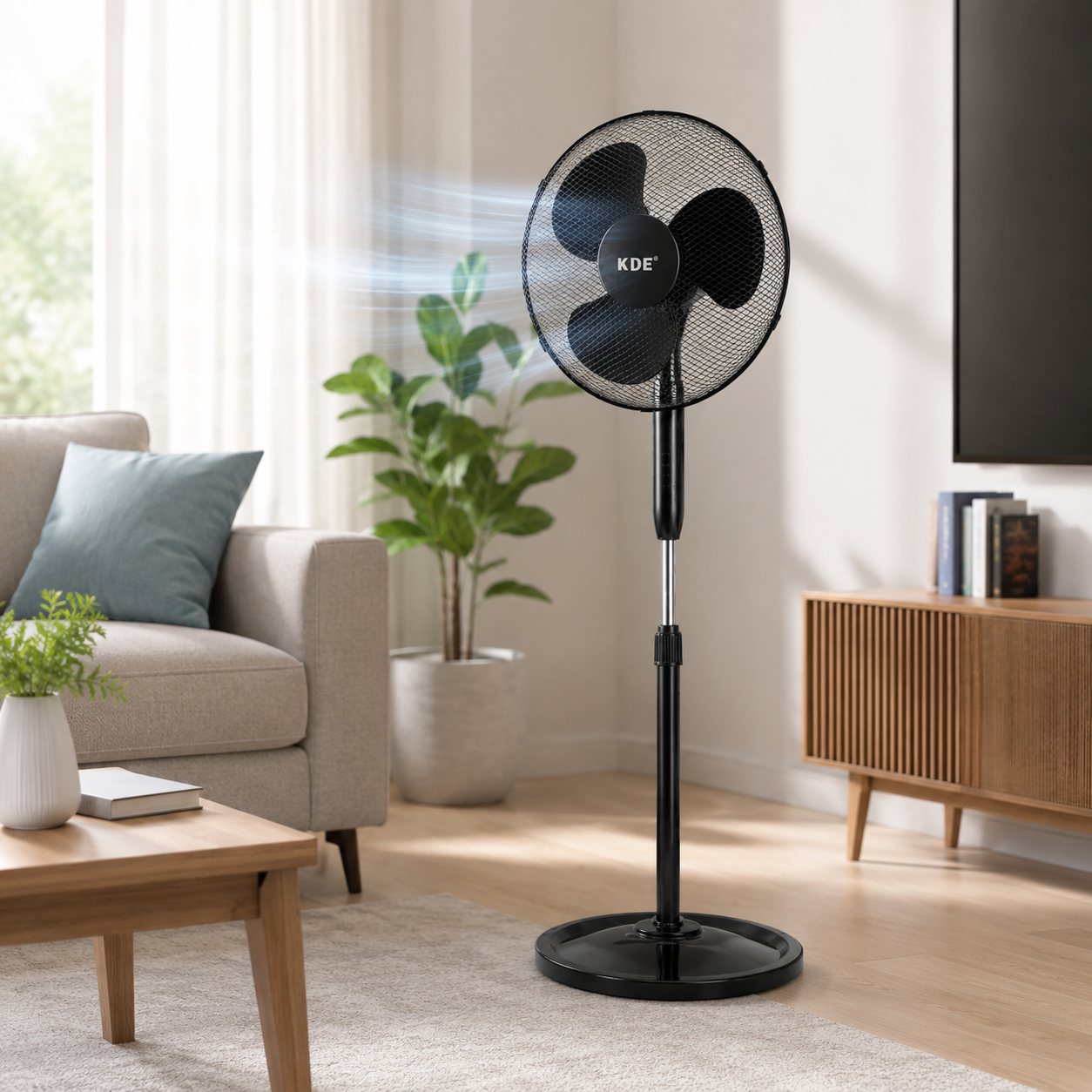Ventilator cu Picior KDE 45W, 40 cm, 3 Viteze, Oscilant, Negru
