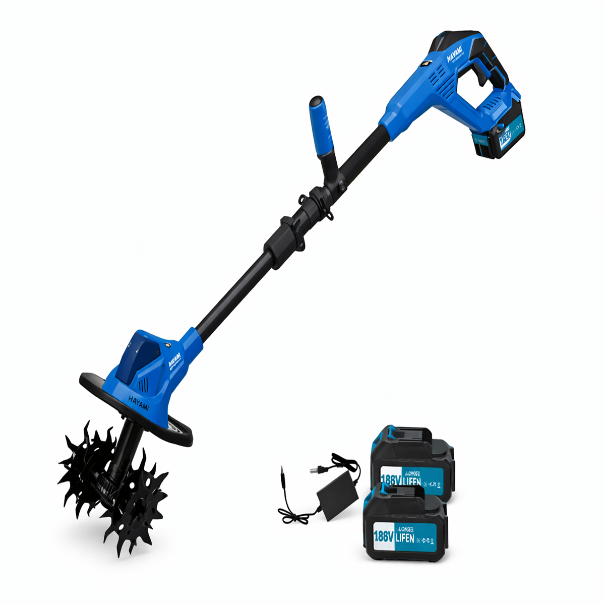 Motocultor Electric 188V cu 2 Baterii – Cultivator Gradina Fara Cablu, Usor si Eficient