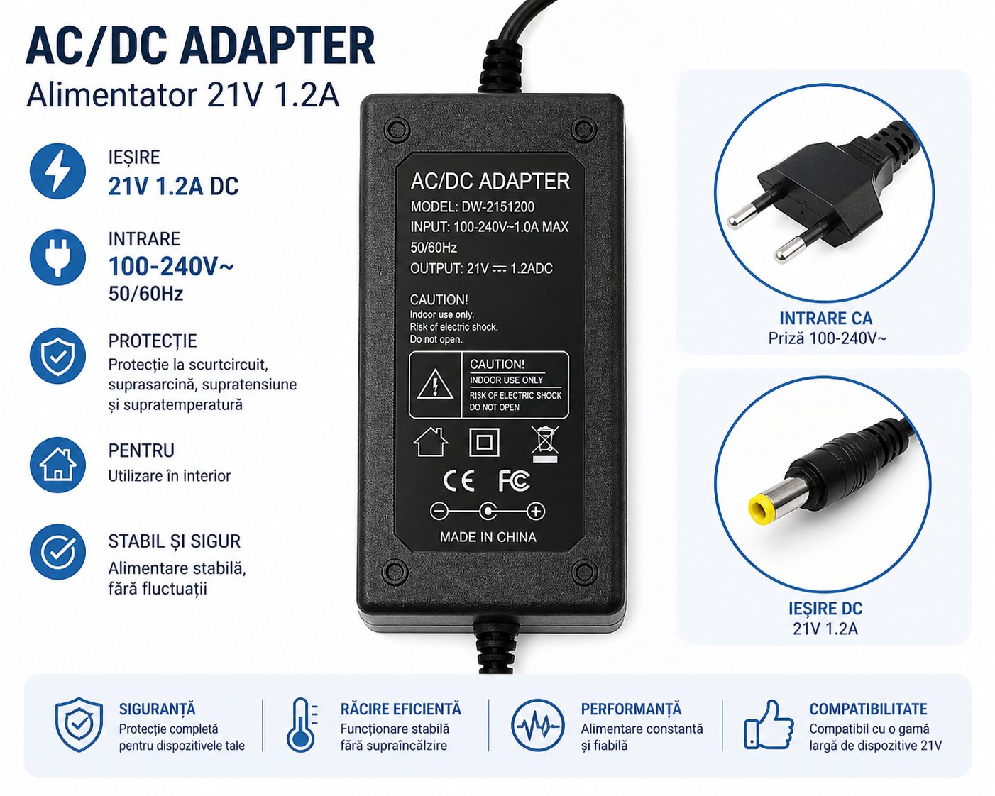 Incarcator Baterii Li-Ion 21V, Incarcare Rapida, Indicator LED, Compatibil Acumulatori 88V