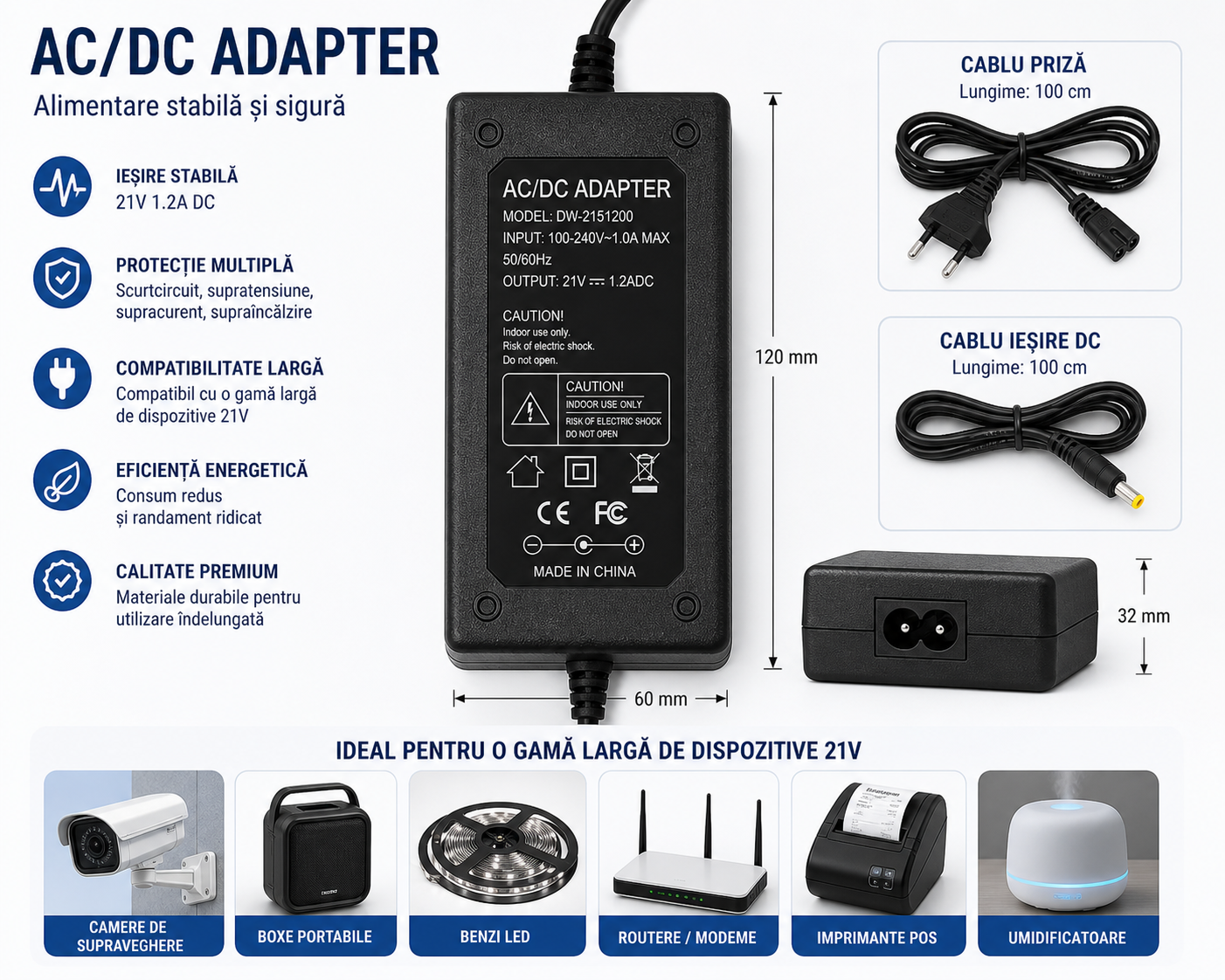 Incarcator Baterii Li-Ion 21V, Incarcare Rapida, Indicator LED, Compatibil Acumulatori 88V