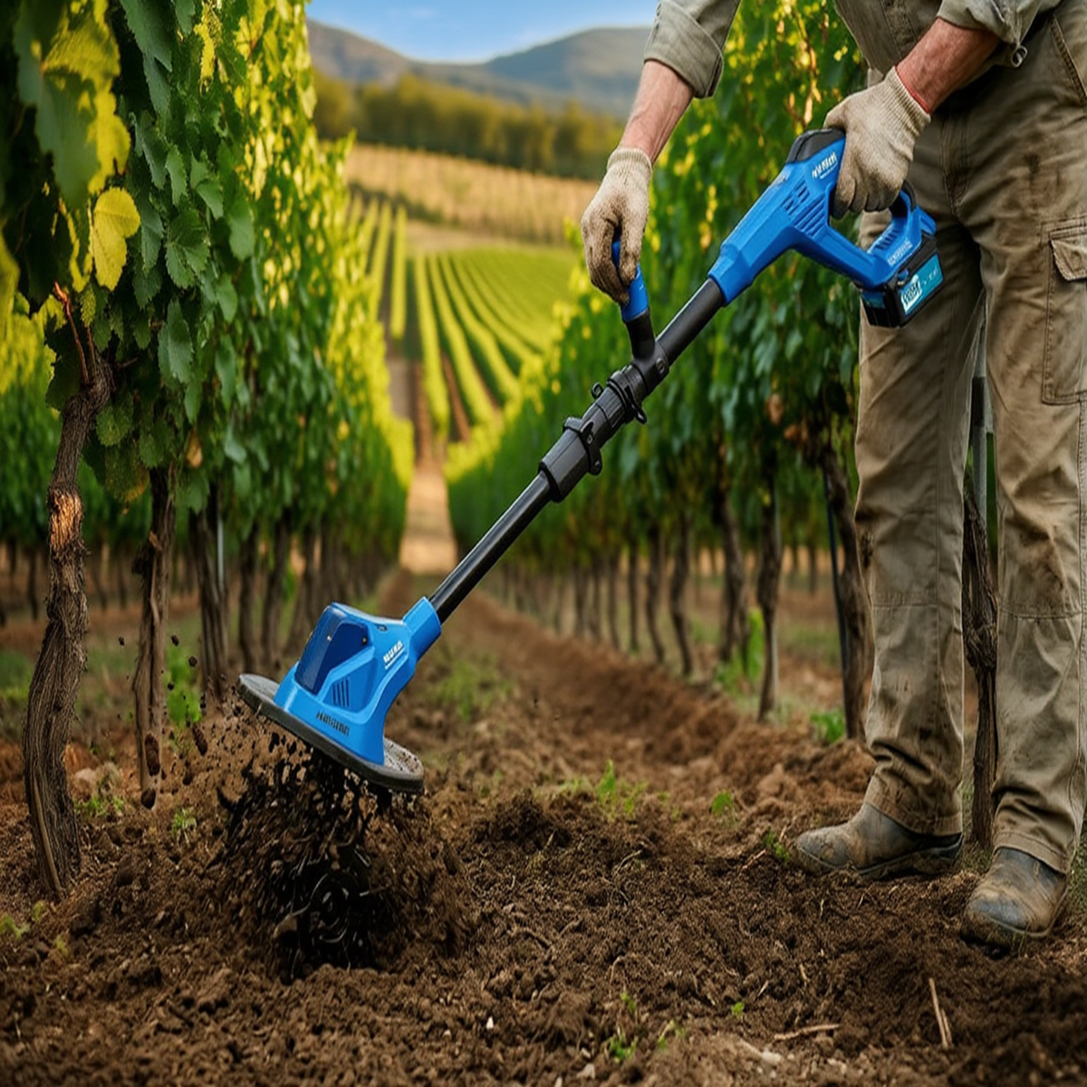 Motocultor Electric 188V cu 2 Baterii – Cultivator Gradina Fara Cablu, Usor si Eficient