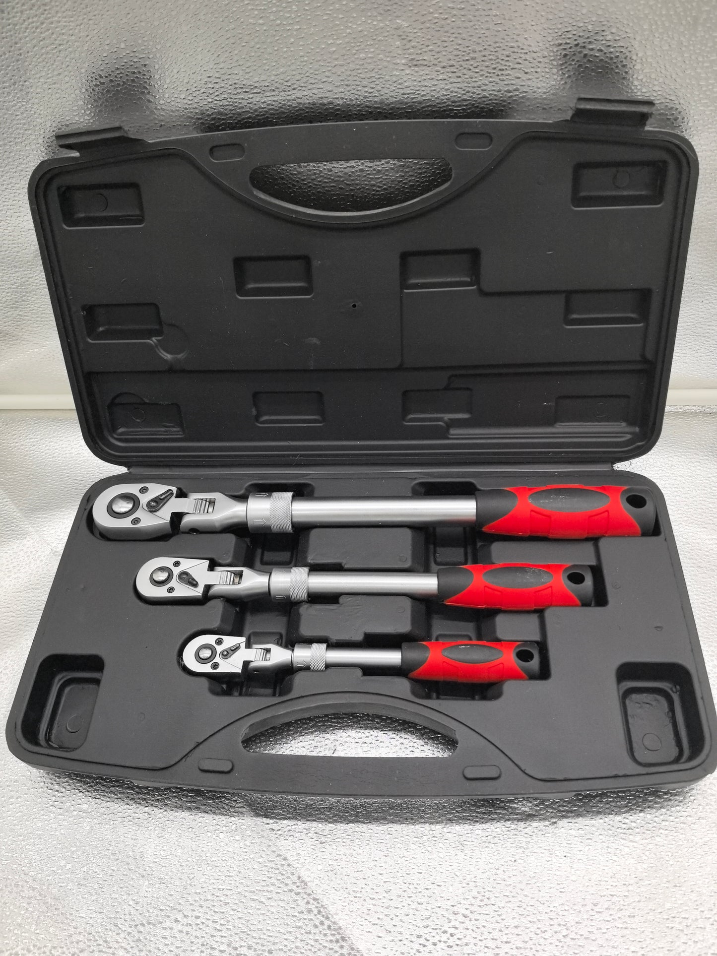 Set de 3 chei cu clichet Fischer Kraft – flexibile, articulate si extensibile, dimensiuni ½″, ⅜″ și ¼″,