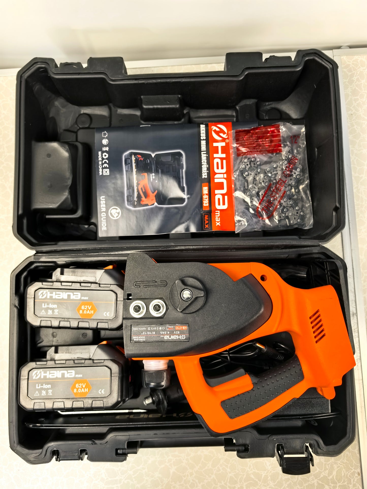 Fierastrau cu lant cu acumulator Haina – 2 baterii incluse
