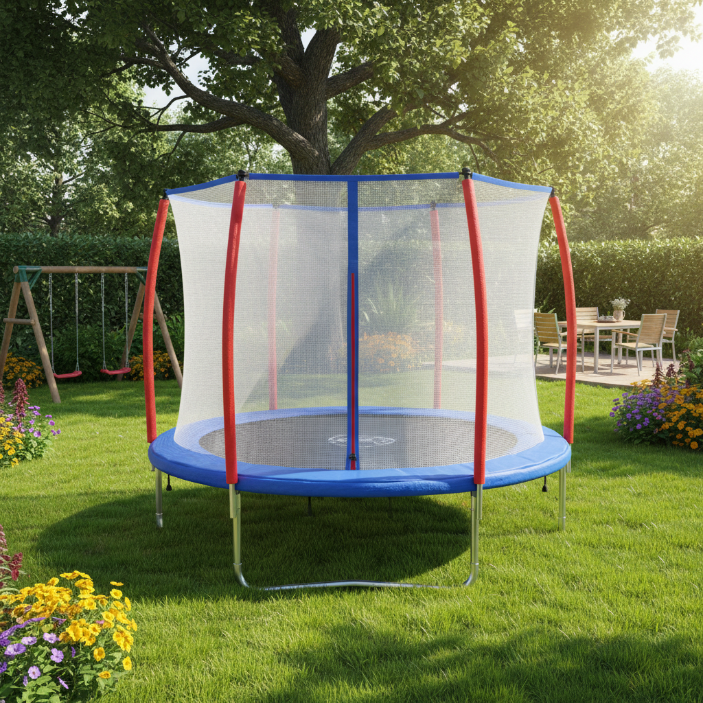 Trambulina copii 244 cm cu plasa siguranta, 110 kg, structura otel