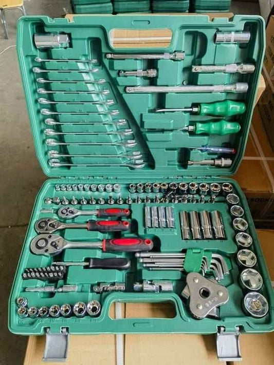 Trusa de Scule Profesionala 121 Piese (tubulare, biti, chei fixe si clichet 1/4, 1/2 si 3/8)